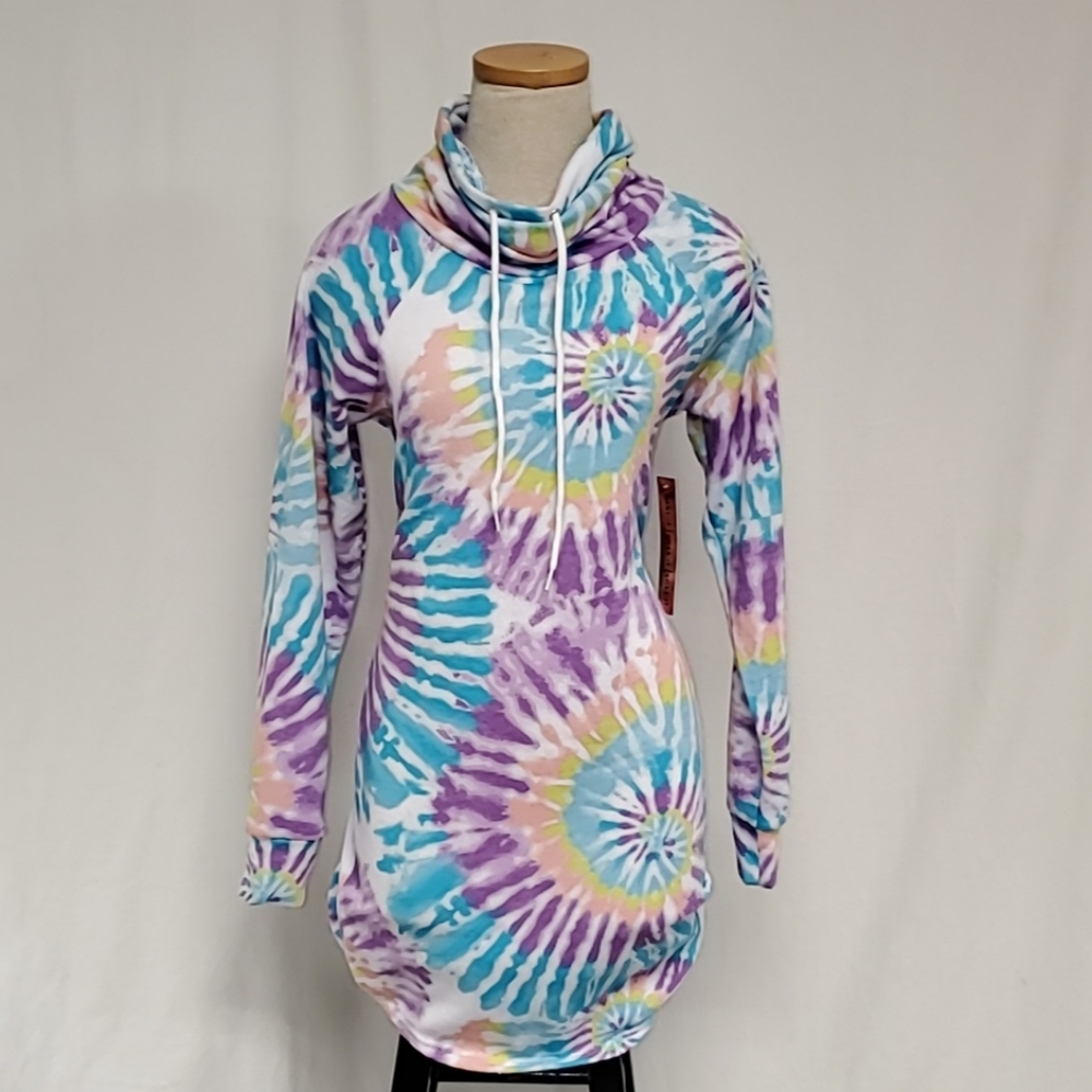 Tie Dye Turtleneck Mini Dress